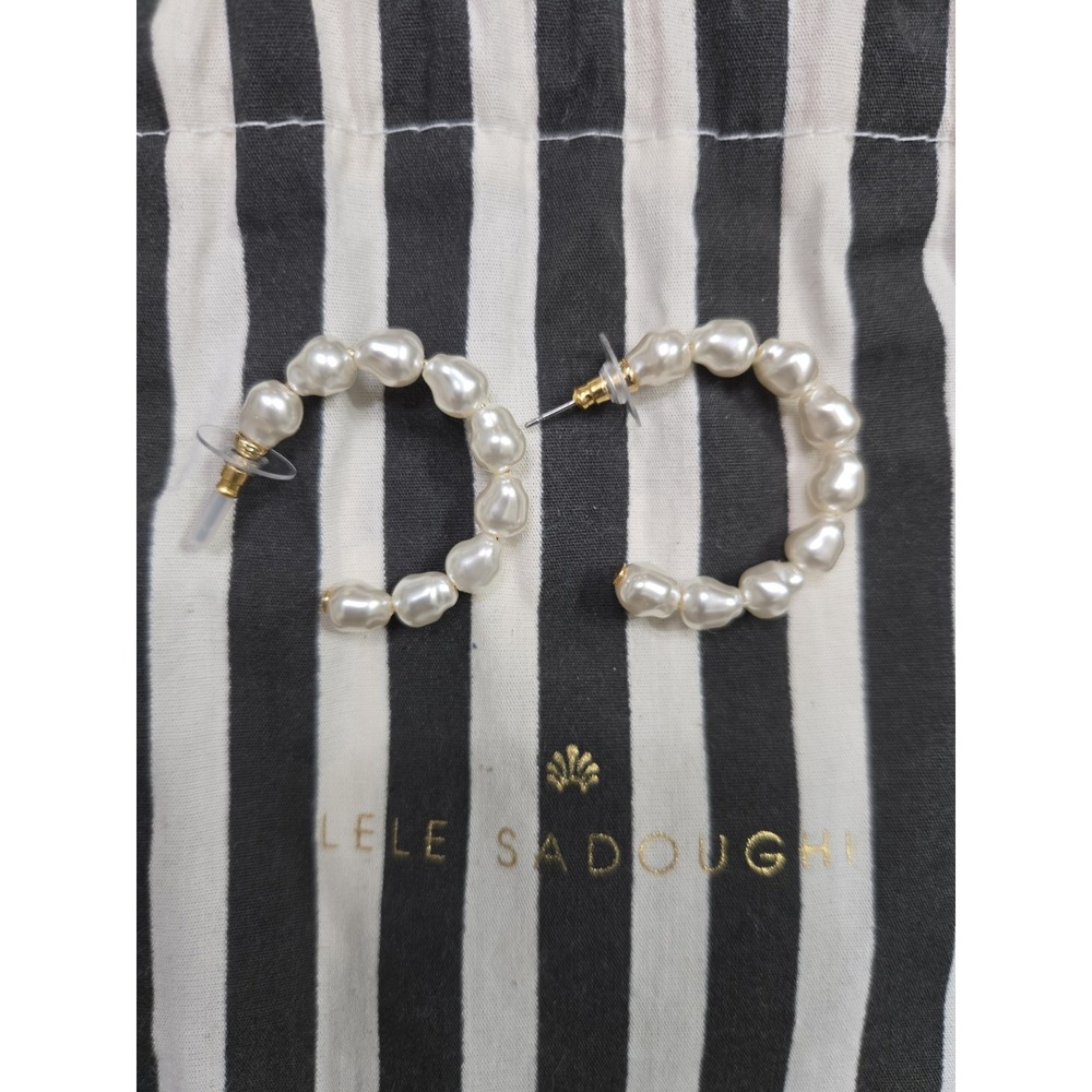 Lele Sadoughi Keepsake Stardust Faux Pearl Hoop Earrings $125